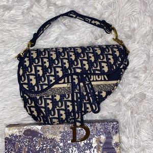 Blue Oblique Jacquard Mini Saddle Bag